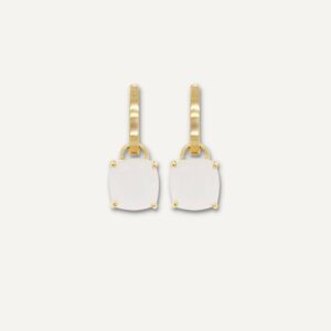 Hoop earrings with removable moonstone gemstone drop.