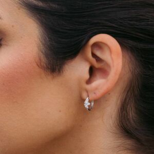 Diamond simulant hoop earrings.