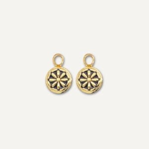 Interchangeable earring charms- flower shape gold on cream background