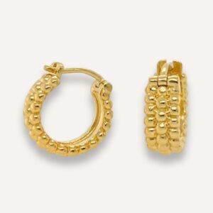 Textured hoop earrings gold vermeil.