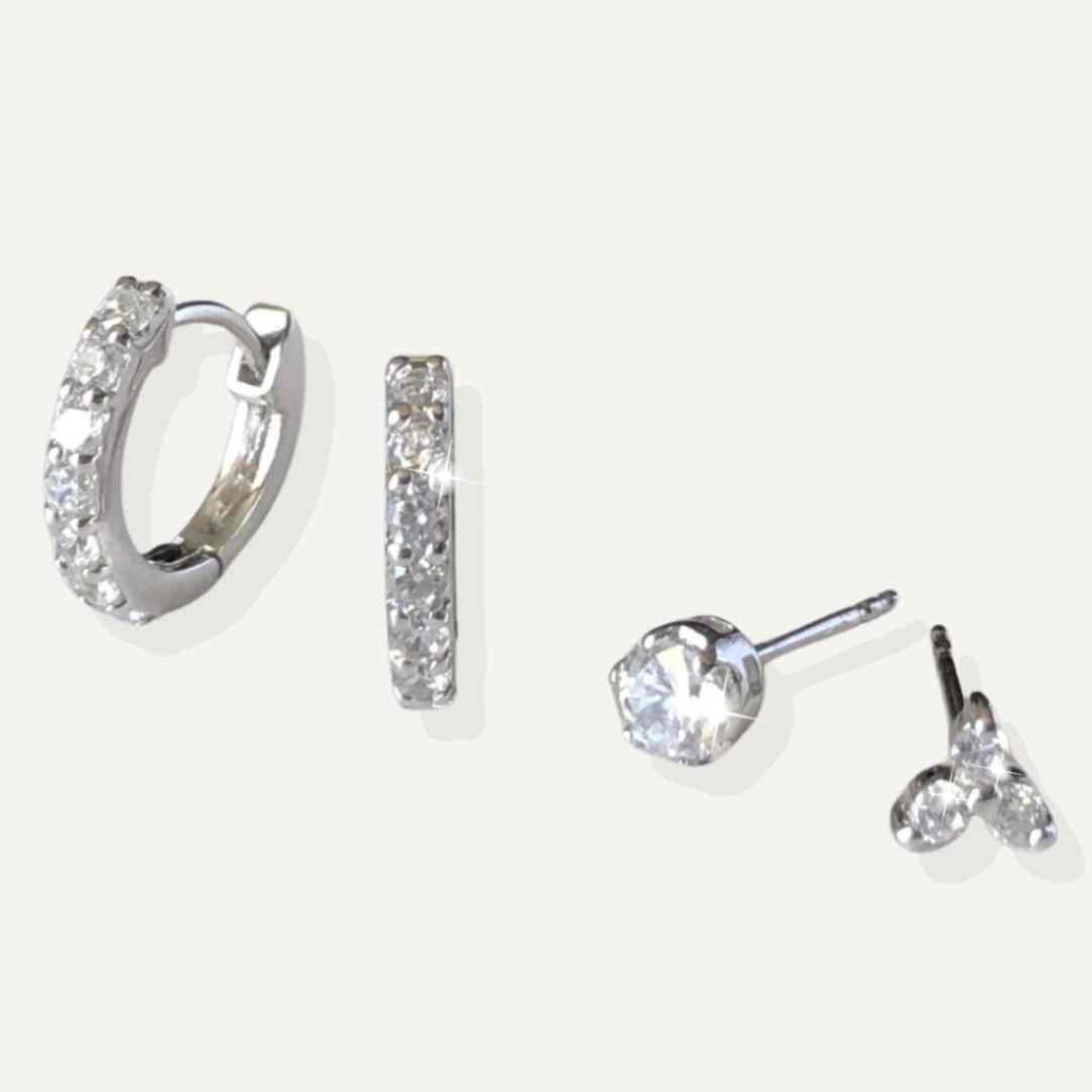 Diamond simulant earrings.